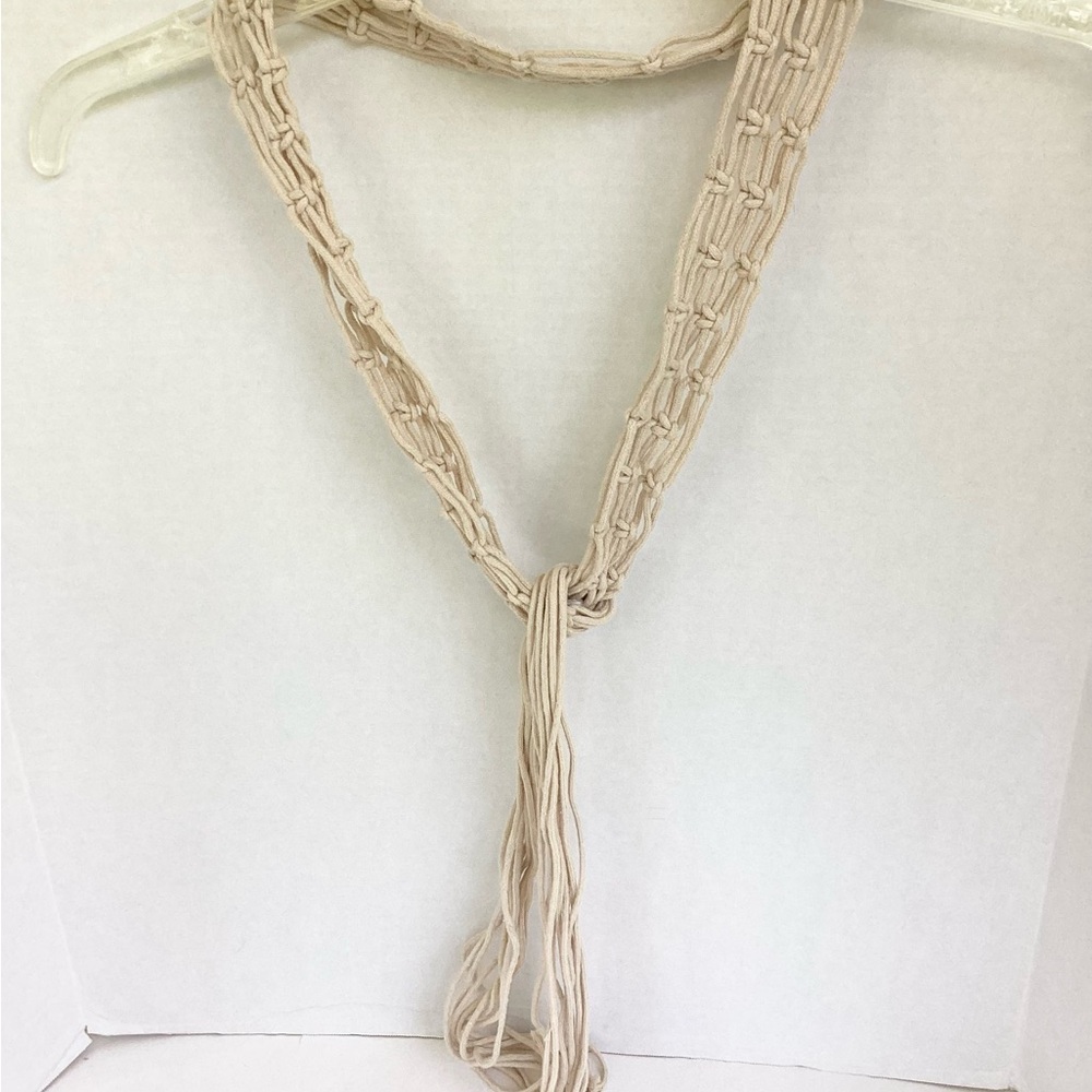 Scarf Macrame Cotton Blend Cord Light Tan  70’s Boho